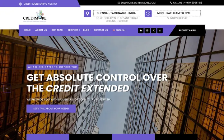 Screenshot of Credimore’s website home page