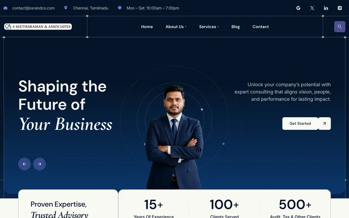 Screenshot of S. Seetharaman & Associates’ website home page